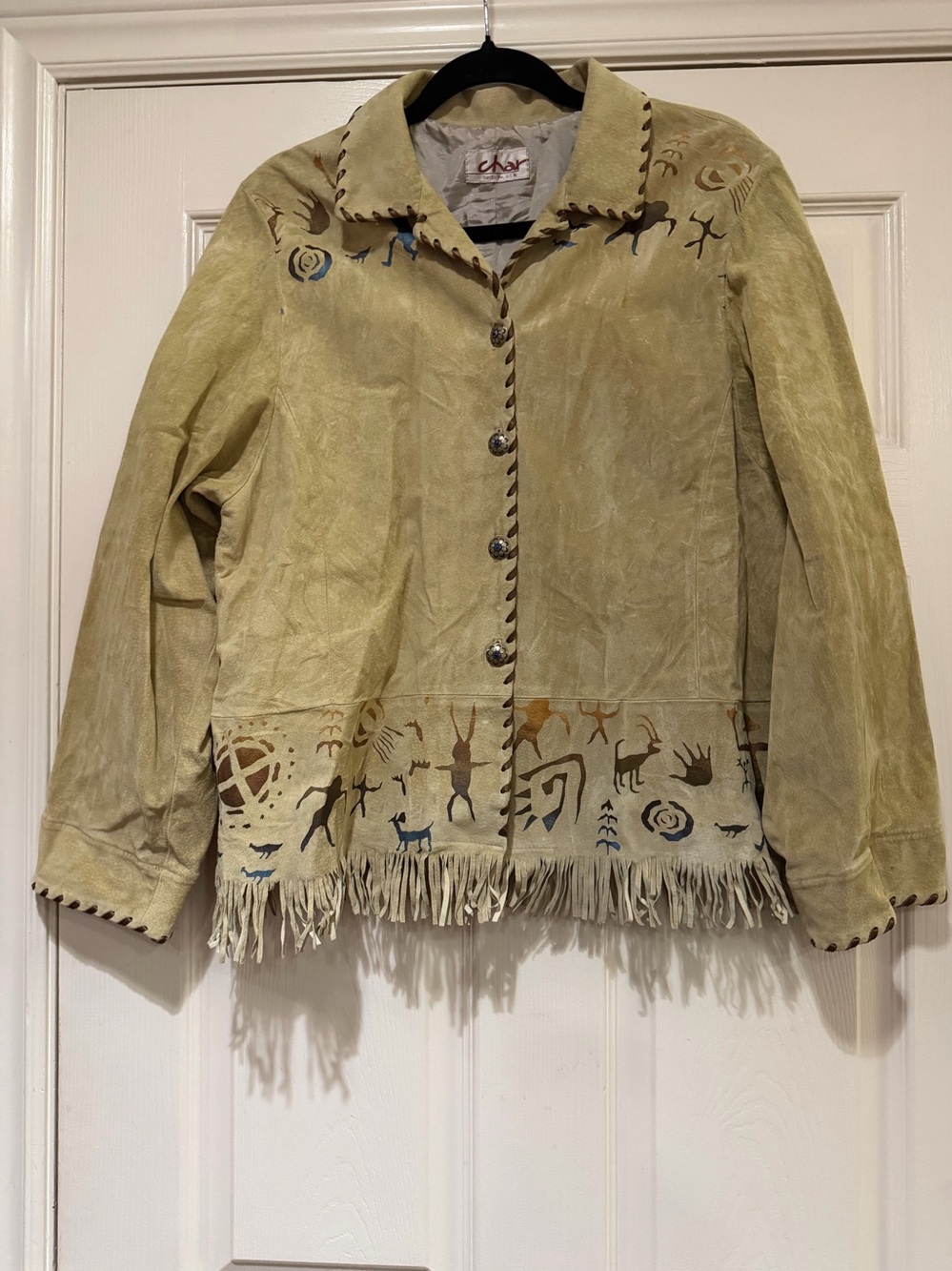 Vintage 1970’s Char Hand Painted Suede Leather Jack - Picture 3 of 8